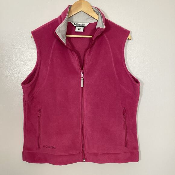 Columbia Jackets & Blazers - Columbia Vest Womens XL Pink Full Zip Fleece Outdoors Hiking Zipper Pockets Gorp